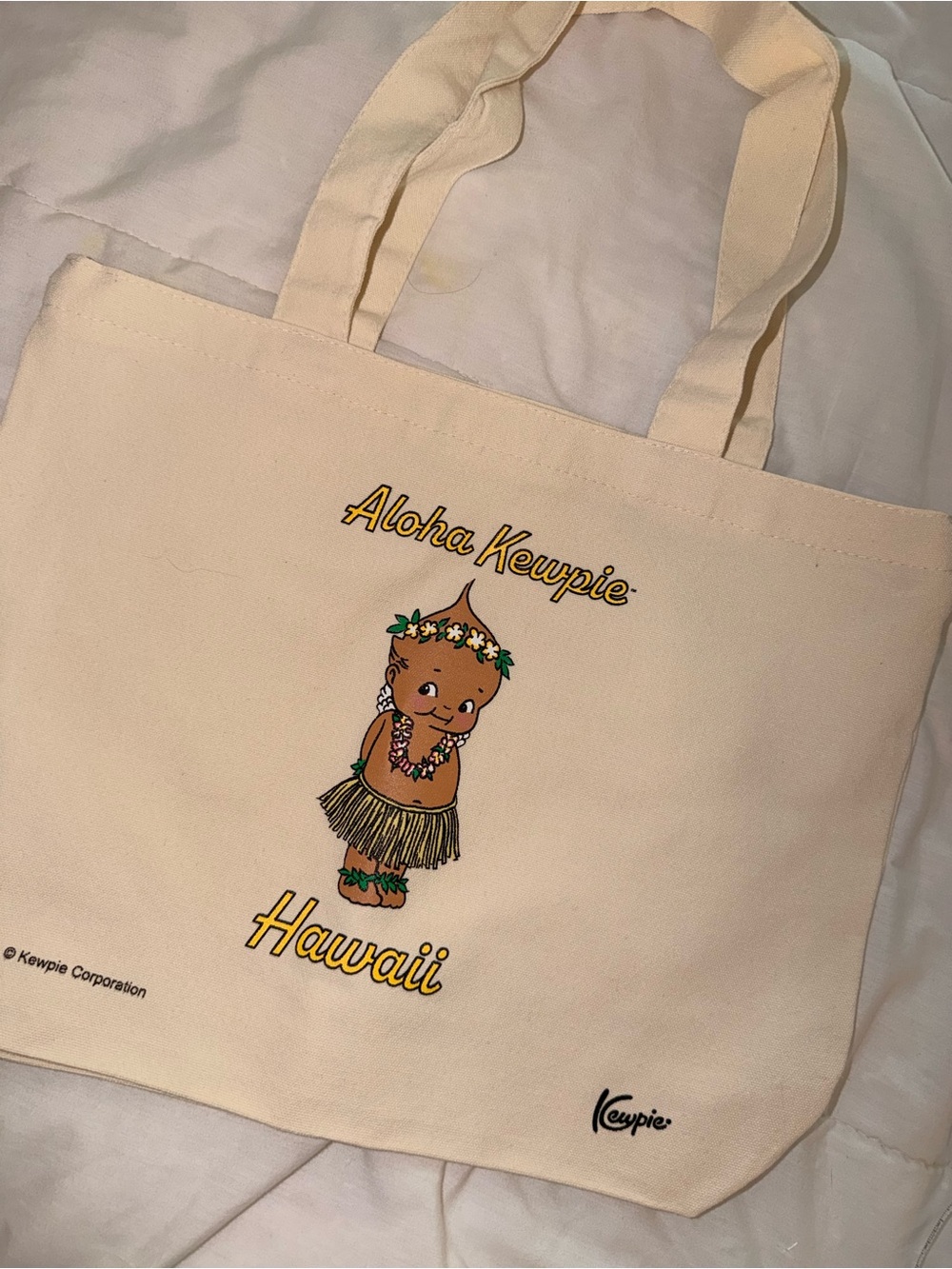Aloha Kewpie Hawaii Canvas Tote in Cream